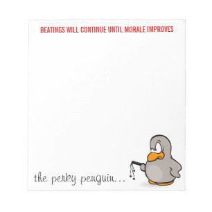 Het slaan zal doorgaan tot het moreel verbetert notitieblok