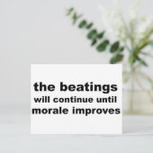 het slaan zal doorgaan tot moraal verbetert briefkaart (Staand voorkant)