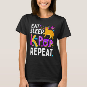Het slaapt K Pop Herhaal Lieve Kat Koreaanse Muzie T-shirt