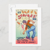 Het slaat me op, Cartoon Man Bowling Briefkaart (Voorkant / Achterkant)
