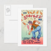 Het slaat me op, Cartoon Man Bowling Briefkaart (Voorkant / Achterkant)