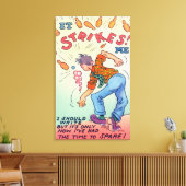 Het slaat me op, Cartoon Man Bowling Canvas Afdruk (Insitu (Woonkamer))