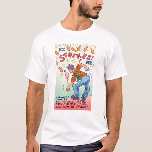 Het slaat me op, Cartoon Man Bowling T-shirt (Voorkant)