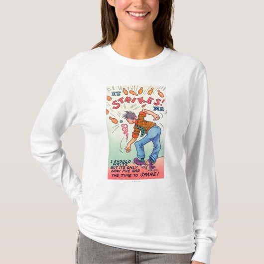 Het slaat me op, Cartoon Man Bowling T-shirt (Voorkant)