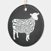 Het slagerdiagram snijdt kloklamschapenboer keramisch ornament (Links)