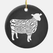 Het slagerdiagram snijdt kloklamschapenboer keramisch ornament (Achterkant)