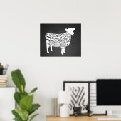 Het slagerdiagram snijdt kloklamschapenboer poster (Thuiskantoor)