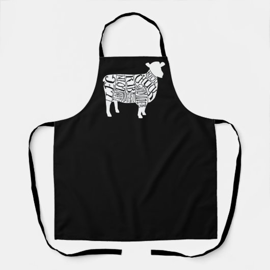 Het slagerschema van vlees snijdt klokeenlamschaap schort (Voorkant)