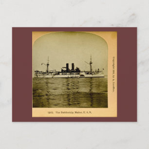 Het slagschip Maine  Stereoview Briefkaart