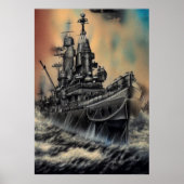 Het slagschip op het hoge zee | AI Art Poster (Voorkant)