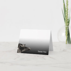 Het slapen Zwarte Kat op Zwarte Gradiënt Bedankkaart