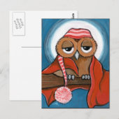 Het slaperige Briefkaart van de Uil (Voorkant / Achterkant)