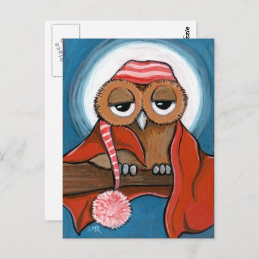 Het slaperige Briefkaart van de Uil (Voorkant / Achterkant)