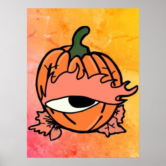Het slaperige oog van de Spooky Pumpkin Poster (Voorkant)