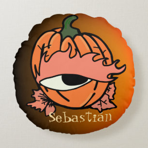 Het slaperige oog van de Spooky Pumpkin Rond Kussen
