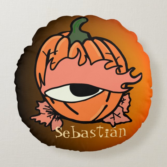 Het slaperige oog van de Spooky Pumpkin Rond Kussen (Voorkant)