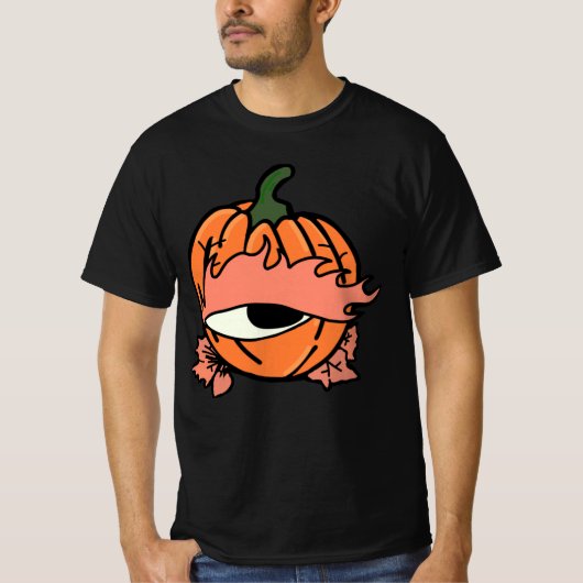 Het slaperige oog van de Spooky Pumpkin T-shirt (Voorkant)