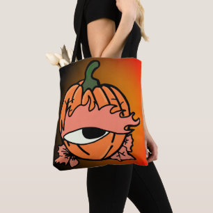 Het slaperige oog van de Spooky Pumpkin Tote Bag