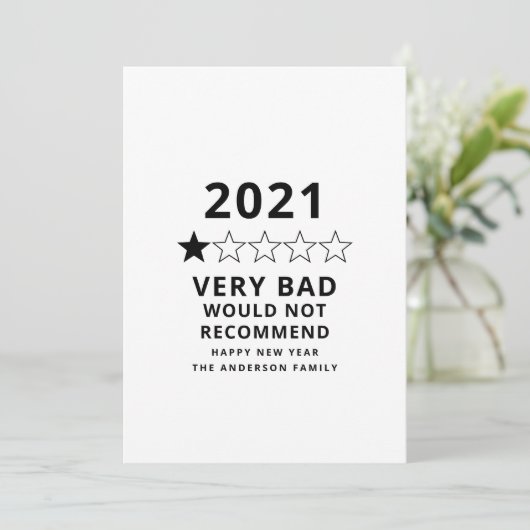 Het slechte jaar 2021 in review 5 ster feestdagenkaart (Staand voorkant)
