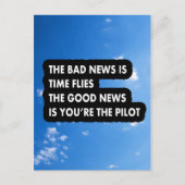 Het slechte nieuws is dat de tijd het goede nieuws briefkaart (Voorkant)