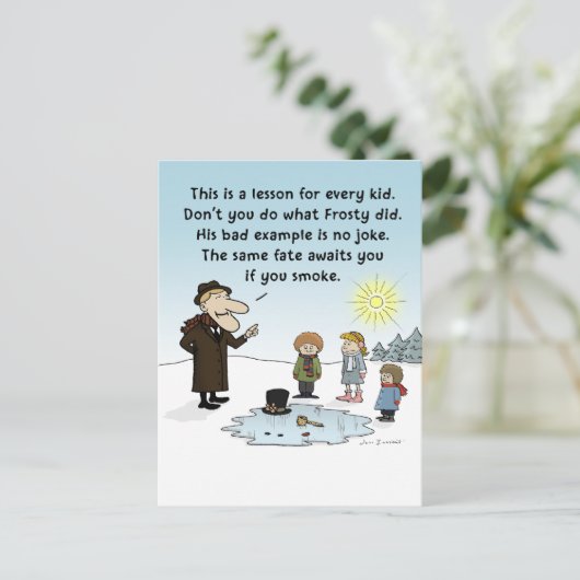 Het slechte voorbeeld van Frosty - Funny Christmas Feestdagenkaart (Staand voorkant)
