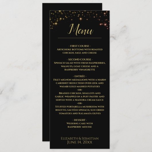 Het slijten van het Sparkles Wedding Menu (Voorkant / Achterkant)