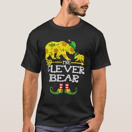 Het slimme Beer Elf Sunflower Funny kerstcadeau T-shirt (Voorkant)