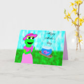 het slingeren kikker, Moederdag Kaart (Gele Bloem)