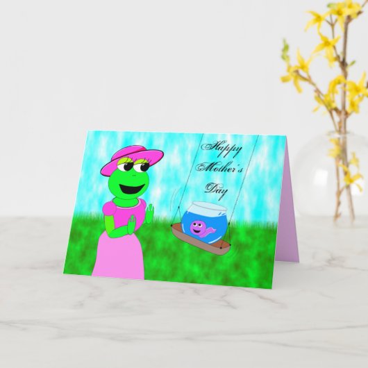 het slingeren kikker, Moederdag Kaart (Gele Bloem)