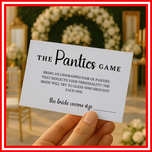 Het Slipjes Spel Bruiloft Bruidsfeest Informatiekaartje
