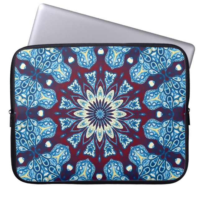 Het smelten van waterverf kleurrijk symmetrisch pa laptop sleeve (Voorkant)
