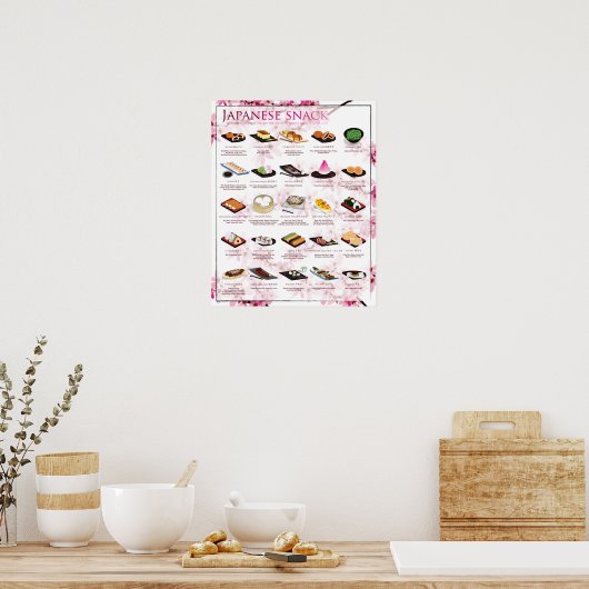 HET SNACK POSTER, 16X20, SAKURA ACHTERGROND POSTER (Keuken)
