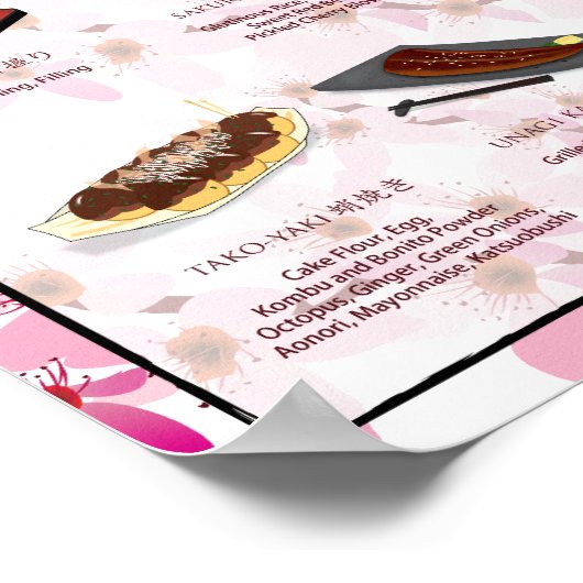 HET SNACK POSTER, 16X20, SAKURA ACHTERGROND POSTER (Hoek)