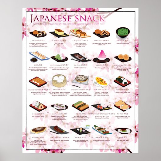 HET SNACK POSTER, 16X20, SAKURA ACHTERGROND POSTER (Voorkant)