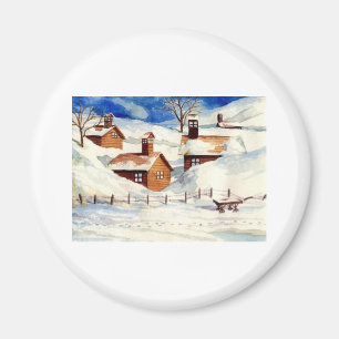 Het sneeuw Dorp van Kerstmis Magneet