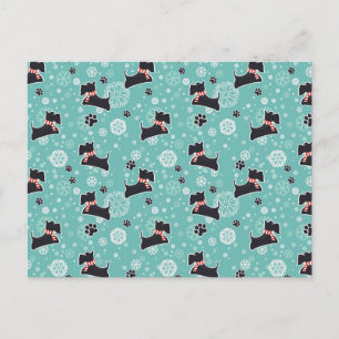 Het sneeuw Patroon van Kerstmis van de Hond Feestdagenkaart