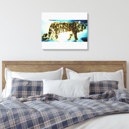 HET SNEEUWE LEOPARD canvas Afdruk (Insitu (Slaapkamer))