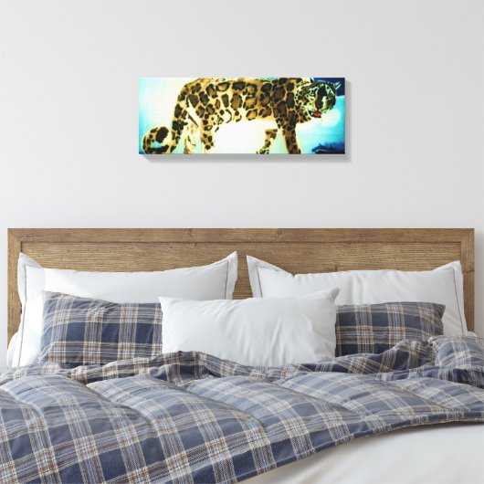 HET SNEEUWE LEOPARD canvas Afdruk (Insitu (Slaapkamer))