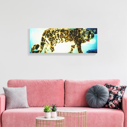 HET SNEEUWE LEOPARD canvas Afdruk (Insitu (Woonkamer))