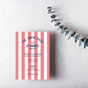 Het Sneeuwstrand Roze Streep Bachelorette Party Kaart