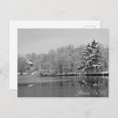 Het sneeuwt boven het meer, Monochrome Illinois Briefkaart (Voorkant / Achterkant)