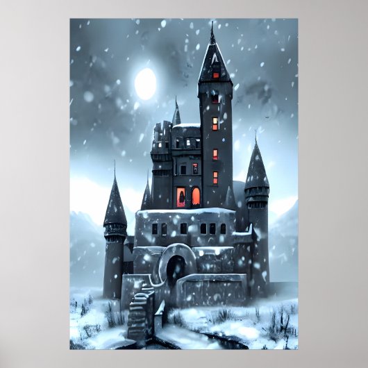 Het sneeuwt in het kasteel | AI Art Poster (Voorkant)