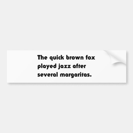 Het Snel Bruine Vos Speelde Jazz... Pangram T-Shir Bumpersticker (Voorkant)