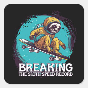 het snelheidsrecord voor luiaard breken vierkante sticker
