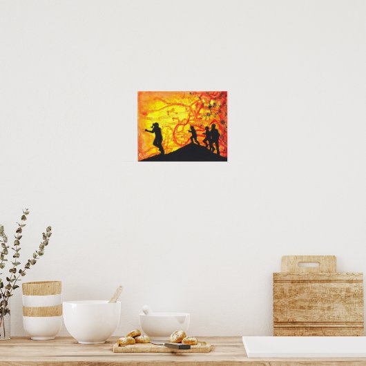 Het snelle Zombie silhouette Horror-poster Poster (Keuken)