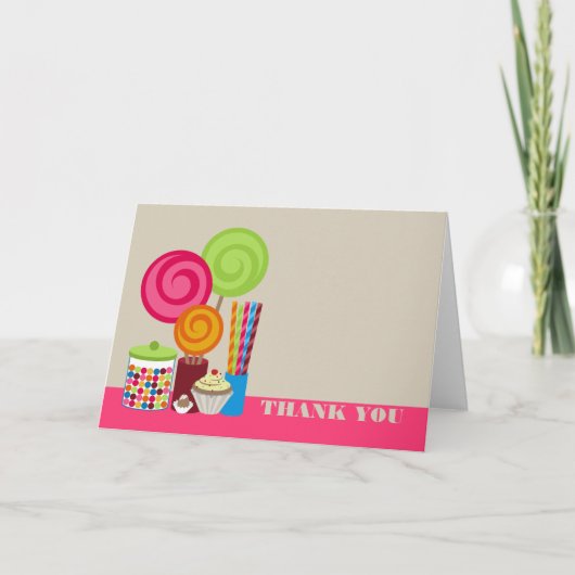 Het snoep & de Snoepjes danken u kaarden Bedankkaart (Voorkant)