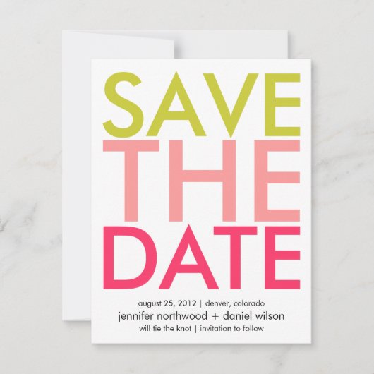 Het snoep kleurt Groen & Roze sparen de Datum Save The Date (Voorkant)