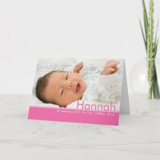 Het snoep kleurt Roze Geburtskarte - de Aankondiging (Voorkant)