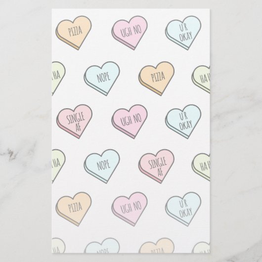 Het Snoep van de Sarcastische Valentijn Briefpapier (Voorkant)