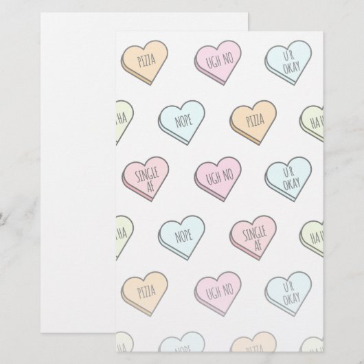 Het Snoep van de Sarcastische Valentijn Briefpapier (Voorkant / Achterkant)